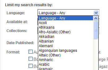 Catalog language search